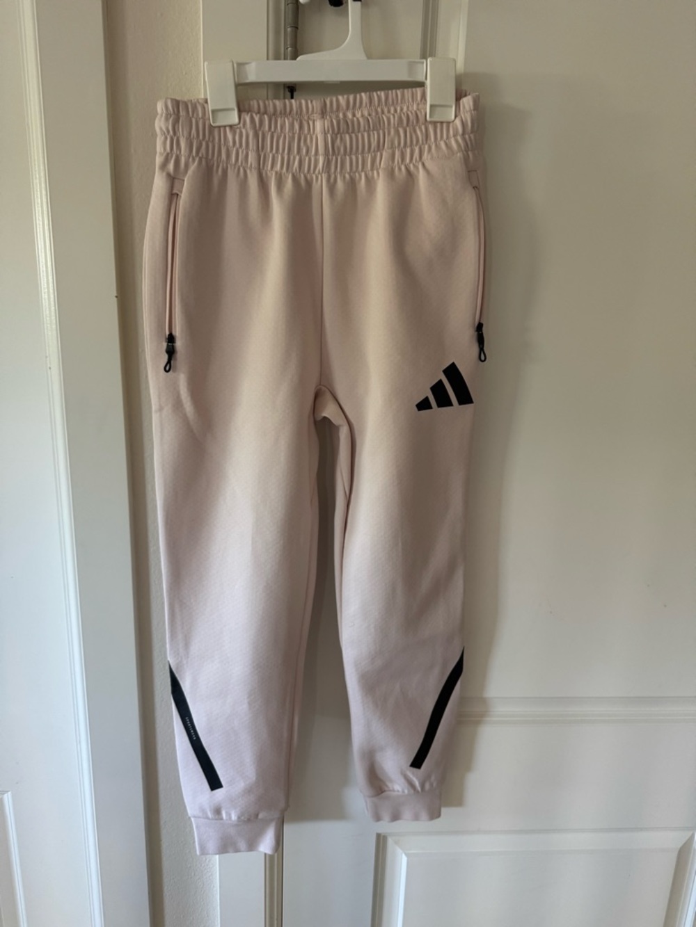 adidas Youth Pale Pink Jogger Pants with Black Accents